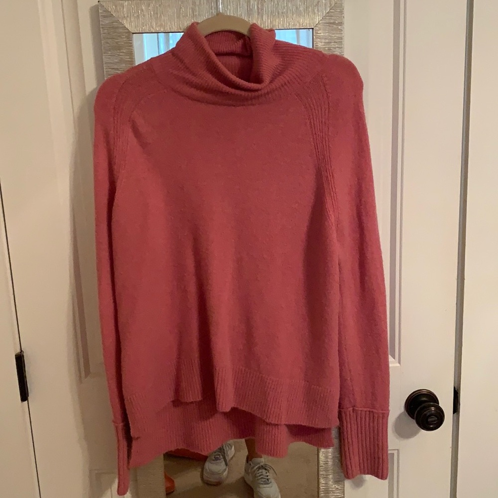 J. Crew. High neck pink sweater.